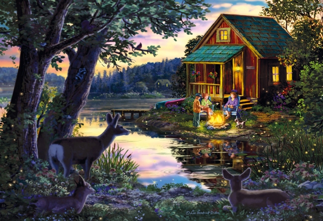WOODEN CITY PUZZLE: EVENING AT THE LAKE HOUSE L