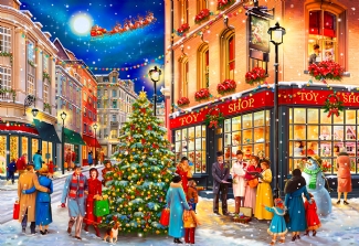 WOODEN CITY PUZZLE: CHRISTMAS STREET XL