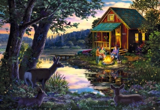 WOODEN CITY PUZZLE: EVENING AT THE LAKE HOUSE M